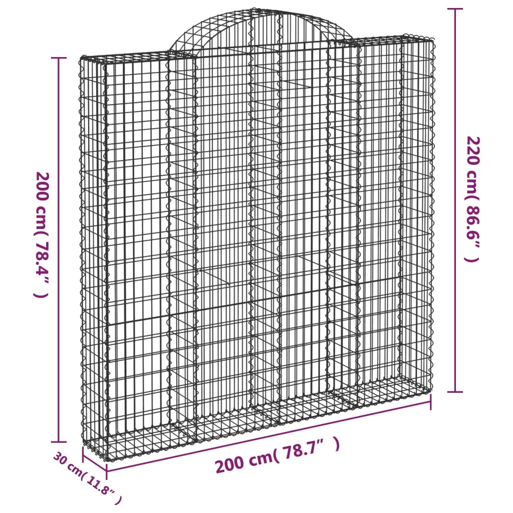 Cesti Gabbioni ad Arco 7 pz 200x30x200/220 cm Ferro Zincato 3146220