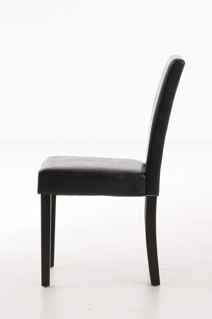Sedia da pranzo Ina in similpelle nero,marrone scuro