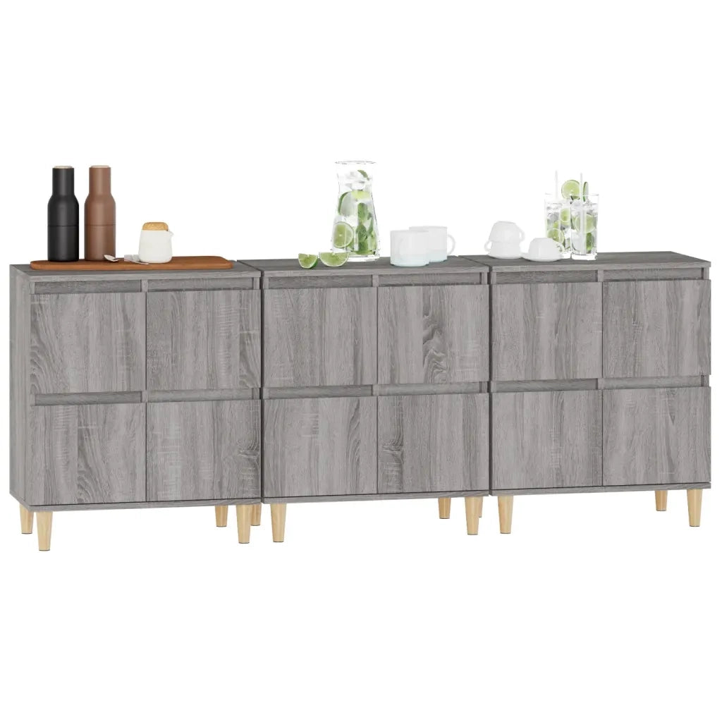 Credenze 3pz Grigio Sonoma 60x35x70 cm in Legno Multistrato 3185773