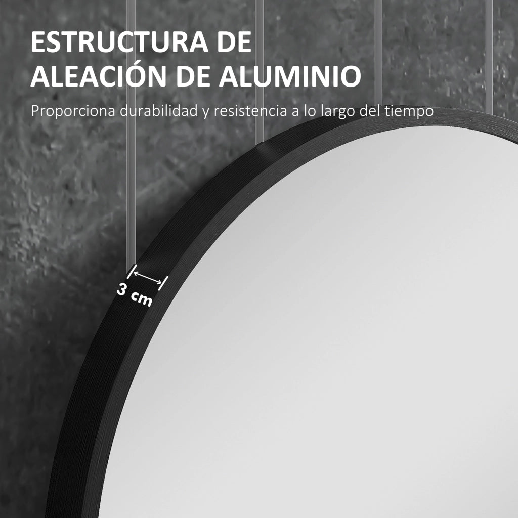 Specchio Bagno Ovale con Cornice Alluminio ¨C Zephmum ¨C 60x90 cm Nero