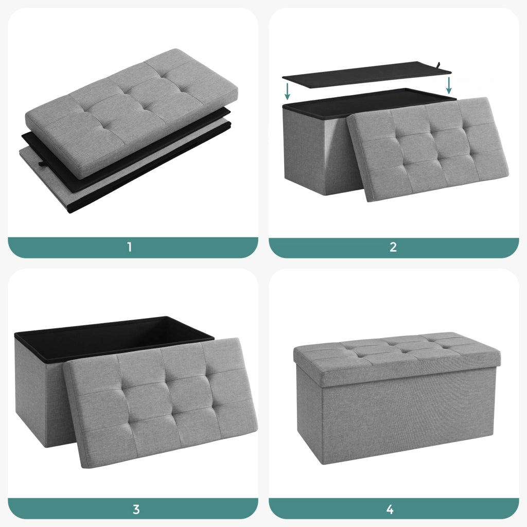 VALORA Pouf Organizer per riporre oggetti, Grigio Chiaro - LSF47G