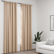 Tende Oscuranti con Ganci Effetto Lino 2 pz Beige 140x225 cm cod mxl 58525