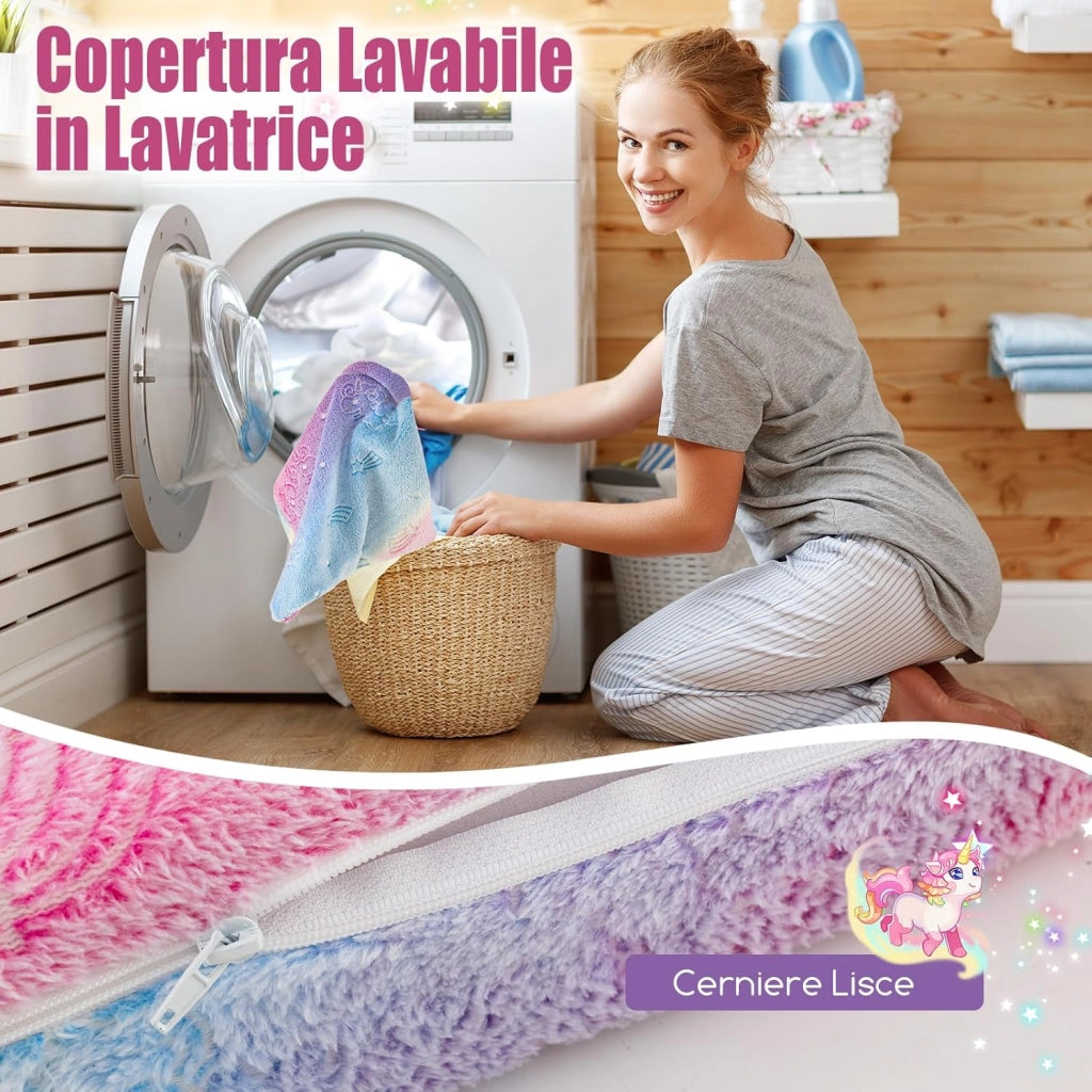 Divano Pieghevole per Bambini, Materasso in Schiuma da Pavimento Luminoso al Buio con Cuscino e Copertura Lavabile in Lavatrice, Letto per Bambina