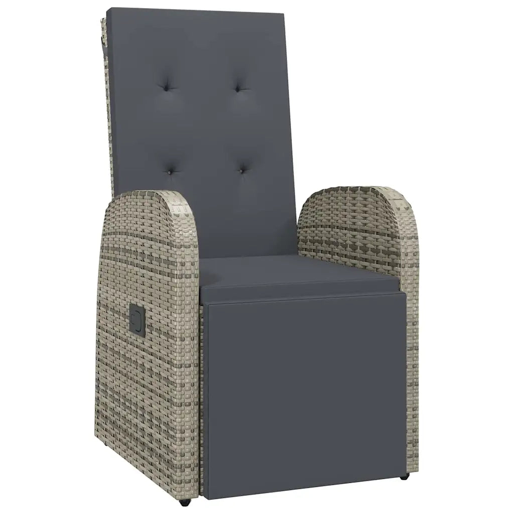 Set da Pranzo per Giardino con cuscino 5 pcs Grigio polyrattan