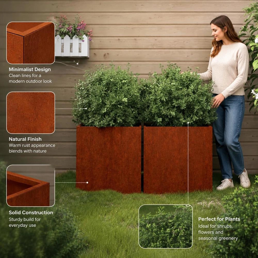 Plant Pots, 2 Pieces, 32x30x29 Cm, Corten Steel