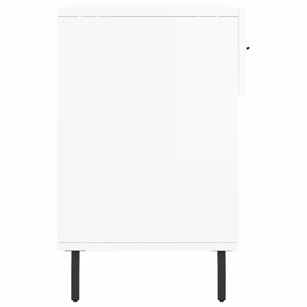 Panca Porta Scarpe | Scarpiera | Mobile per scarpe Bianco Lucido 102x35x55 cm Legno Multistrato