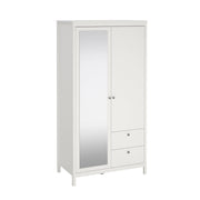 Guardaroba 2 ante Lagertha, Mobile camera da letto, Cabina armadio portabiti, Armadio appendiabiti, 102x58 h199 cm, Bianco