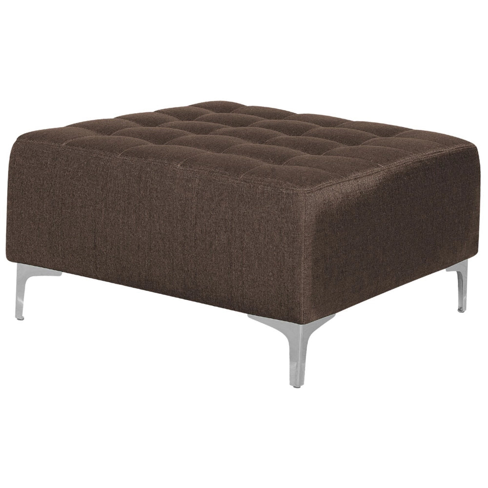 Divano letto angolare in tessuto capitonné marrone moderno a forma di L componibile a 4 posti con ottomana chaise longue versione sinistra