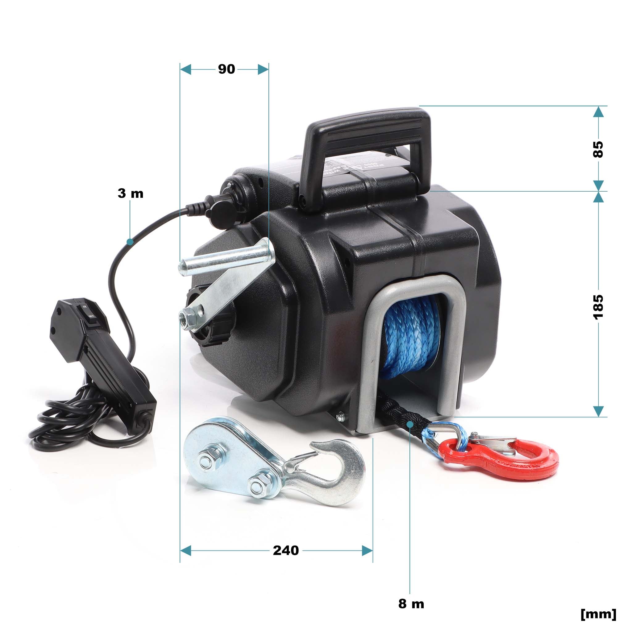 Argano elettrico a fune 12V Verricello a motore fino a 2267kg Motore 450W 1,38m/min Paranco