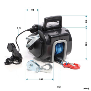 Argano elettrico a fune 12V Verricello a motore fino a 2267kg Motore 450W 1,38m/min Paranco