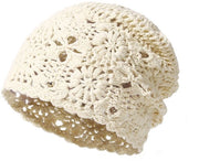 Cappello imbottito per donne | Lato fiorito, aperto e respirabile | Bianco, adatto per estate e inverno