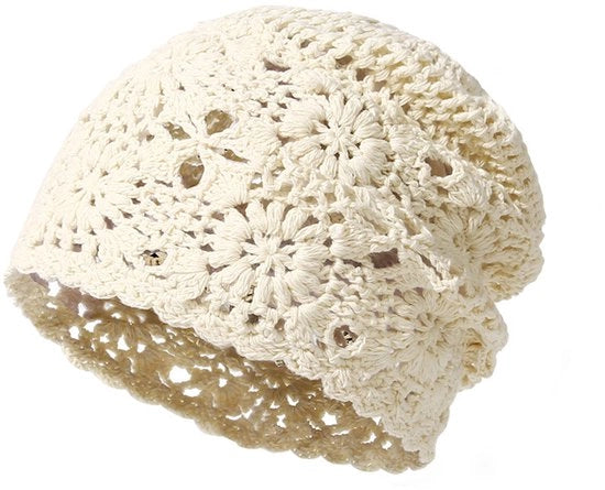 Cappello imbottito per donne | Lato fiorito, aperto e respirabile | Bianco, adatto per estate e inverno