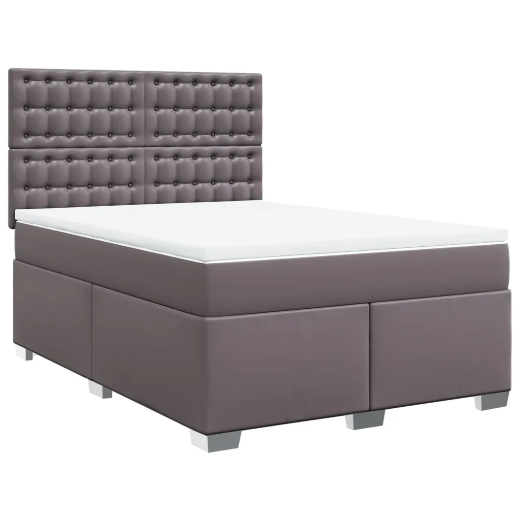 Giroletto a Molle con Materasso Grigio 140x200 cm in Similpelle