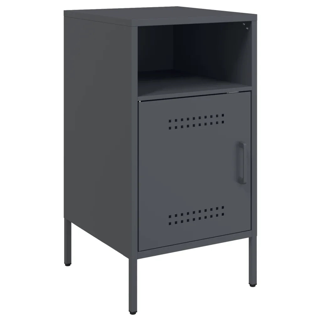 Comodino | Armadio da Notte | Mobiletto da notte Antracite 36x39x68 cm in Acciaio