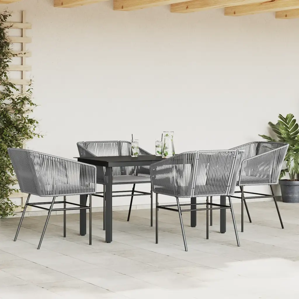 Set da Pranzo da Giardino 5 pz | Set Salotto da Giardino con Cuscini Polyrattan Vetro