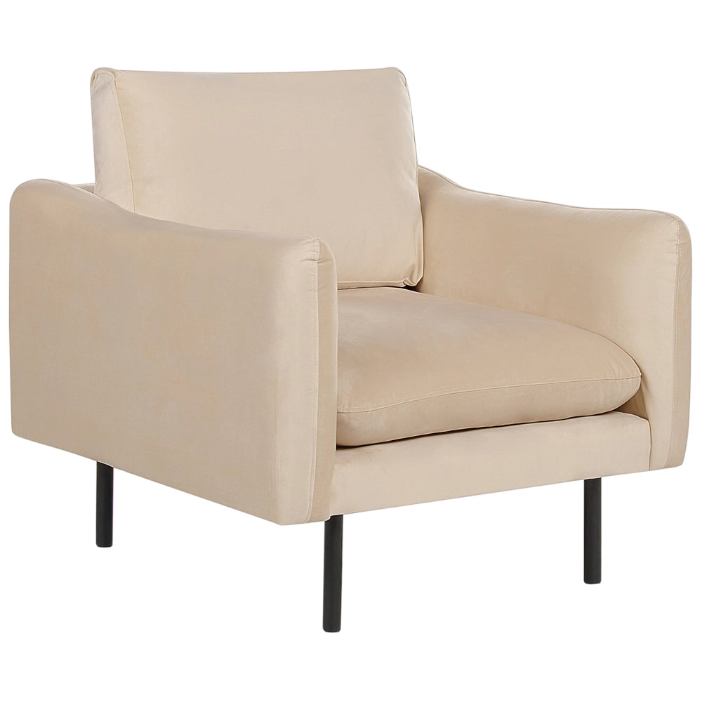 Poltrona moderna in velluto Beige con gambe nere Stile Retrò Moderno