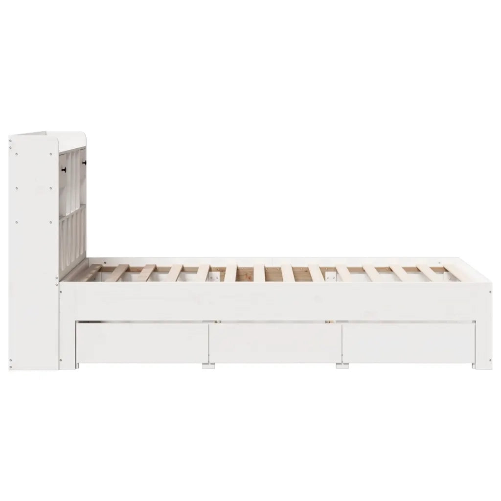 Letto Libreria senza Materasso Bianca 90x200 cm Legno di Pino 3308970