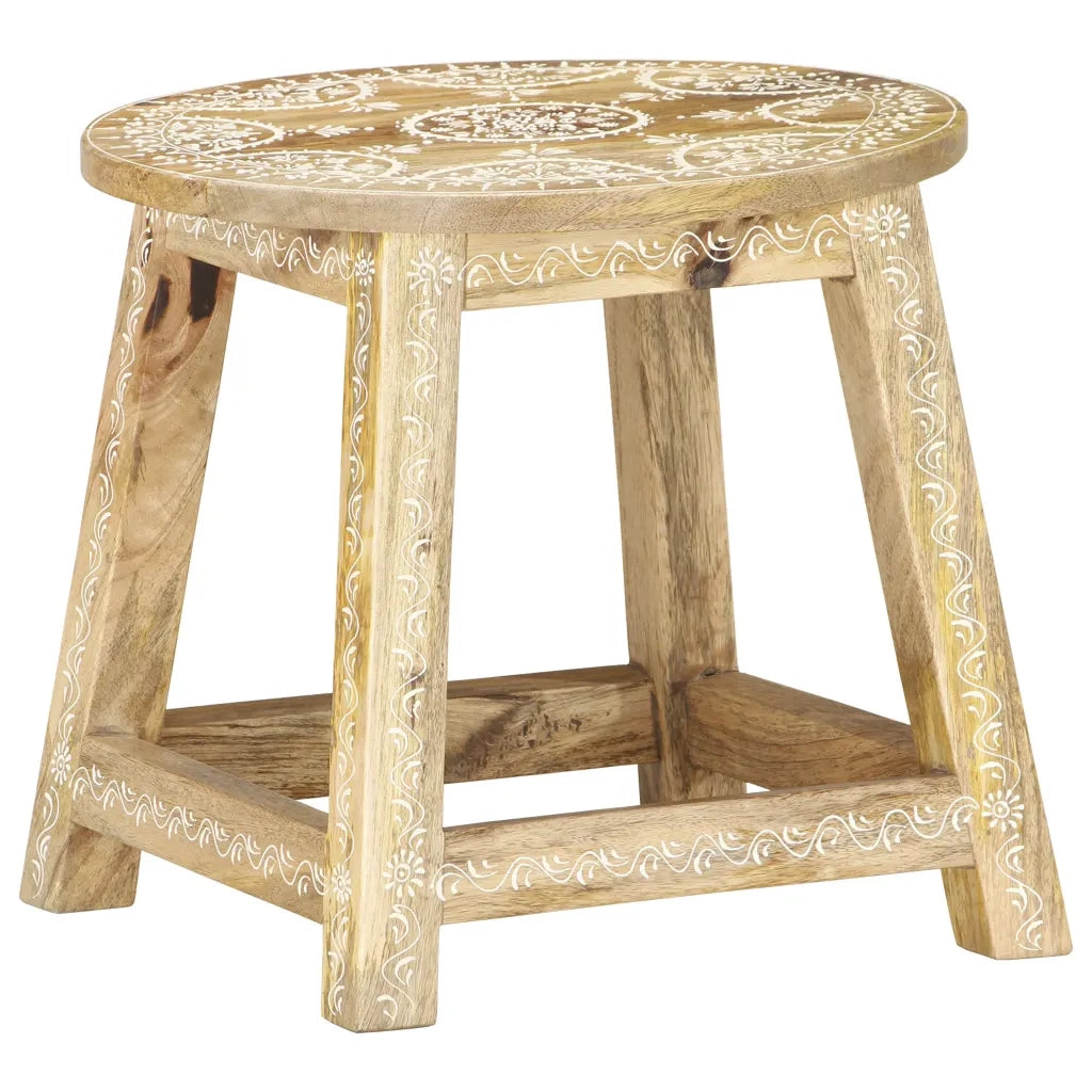 Sgabello Dipinto a Mano 38x38x35 cm in Legno Massello di Mango 287445