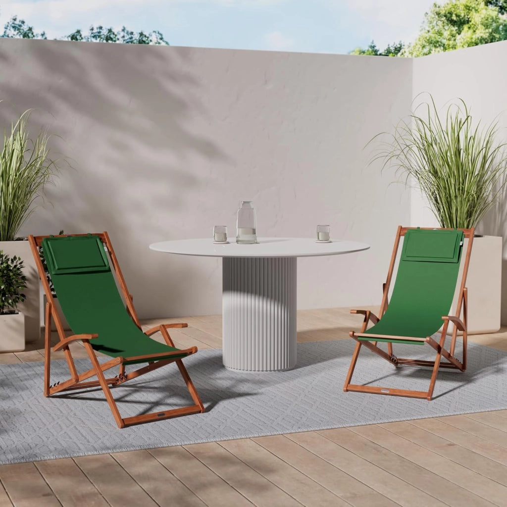 ® Sedia a Sdraio in Legno Acacia Pieghevole con Poggiatesta Traspirante Poltrona Relax Sedie Esterno Giardino