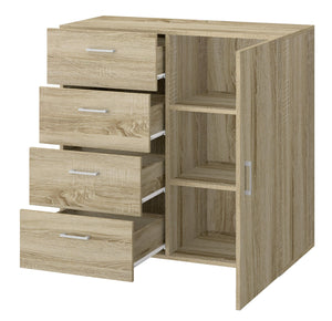 Cassettiera 4 Cassetti con Anta 90x41x87 cm in MDF Rovere