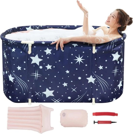 Bagno pieghevole per adulti, vasca da bagno per doccia, vasca da bagno pieghevole, bagno portatile con cuscino gonfiabile, ideale per spa in casa, 115 x 63 x 50 cm