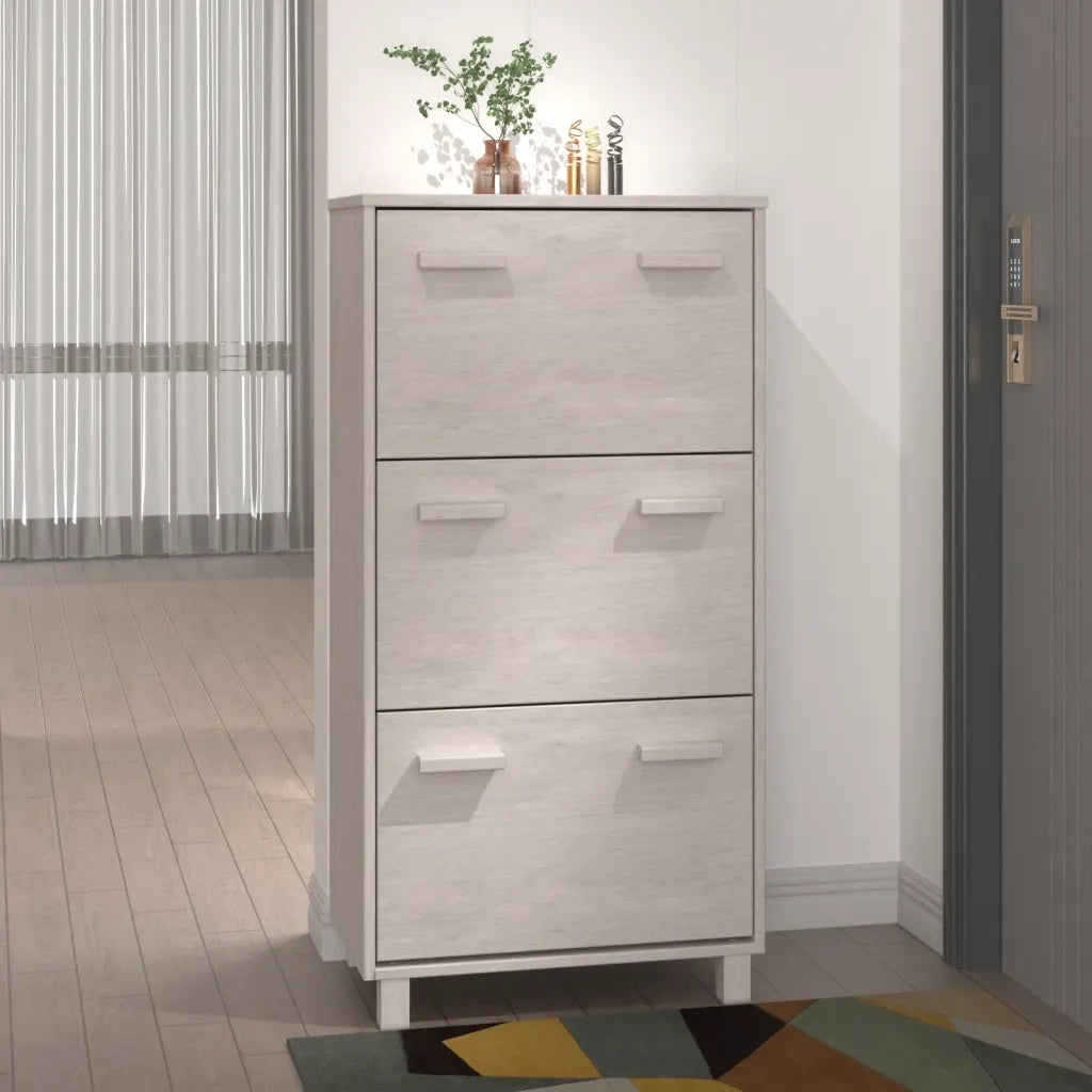 Scarpiera | Mobile per scarpe HAMAR Bianca 59,5x35x117 cm in Legno Massello di Pino