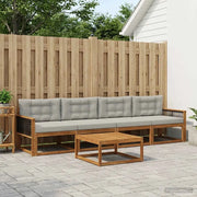 Set di divani da esterno 5 pcs Naturale e Grigio chiaro