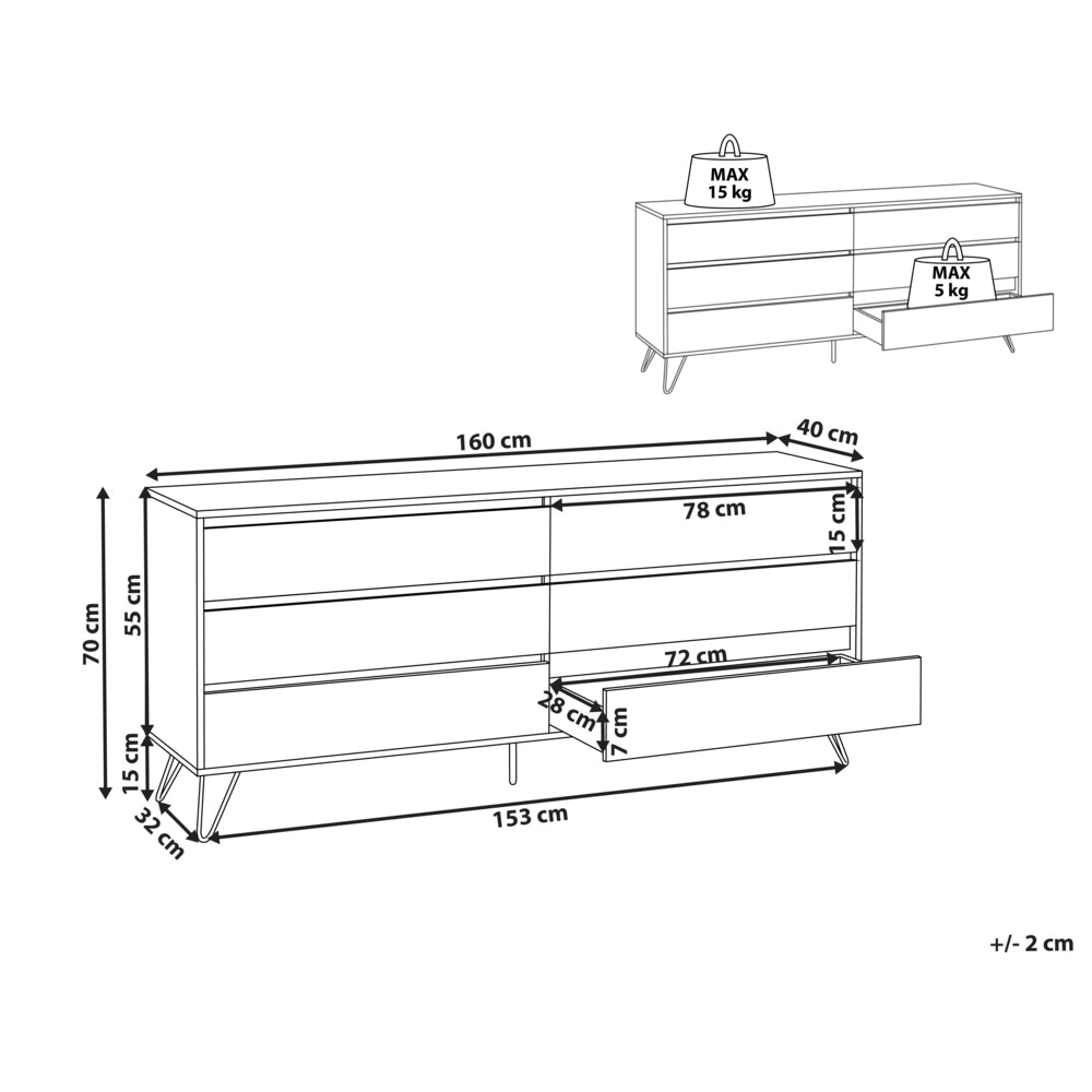 Cassettiera armadio credenza 6 cassetti stile minimalista camera da letto soggiorno