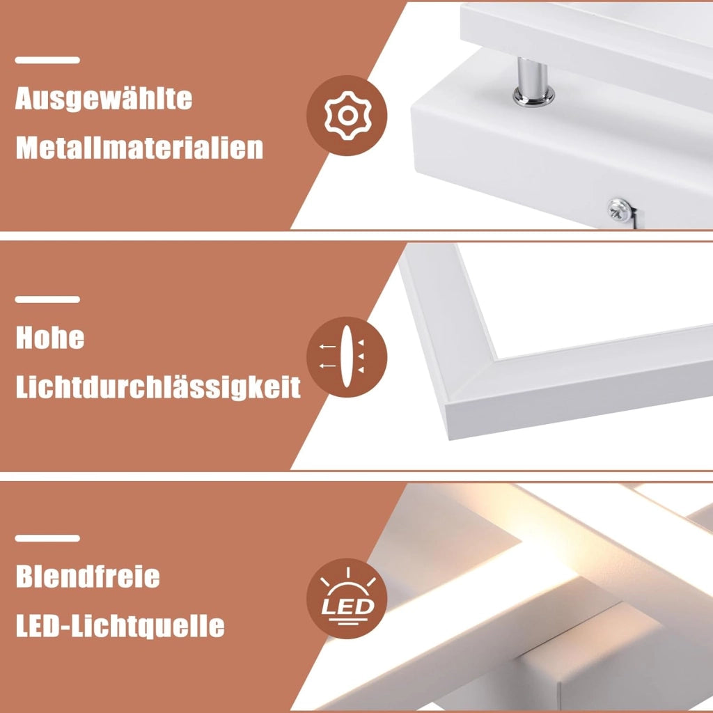 ZMH Lampada da soffitto plafoniera LED moderna 2 fiamme 24W illuminazione calda per cucina