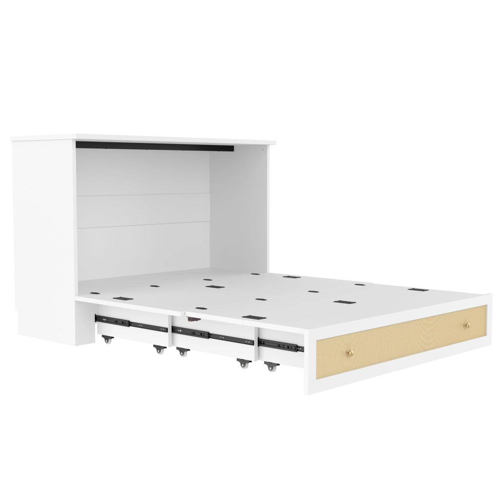 LETTO Convertibile 140x200 cm MDF Bianco con USB e presa
