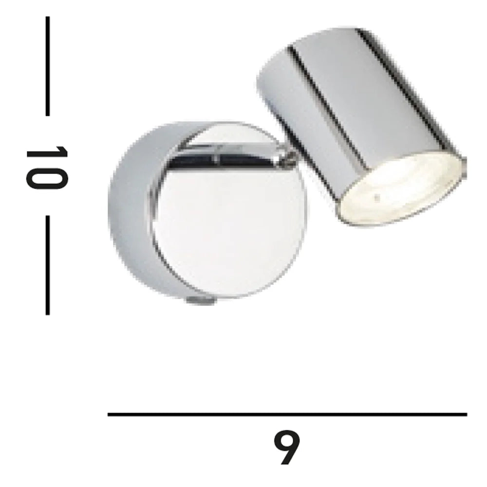 Plafoniera Contemporanea Rollo Acciaio Cromo Vetro Trasparente Led 4,3W 3000K