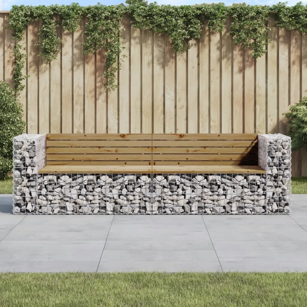 Panchina da Giardino | Panca da Giardino Design Gabbione 244x71x65,5cm Pino Impregnato