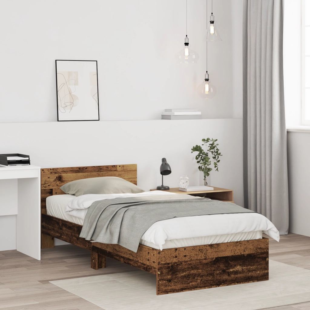 Struttura Letto senza Materasso con Testiera Legno Vecchio 75x190 cm