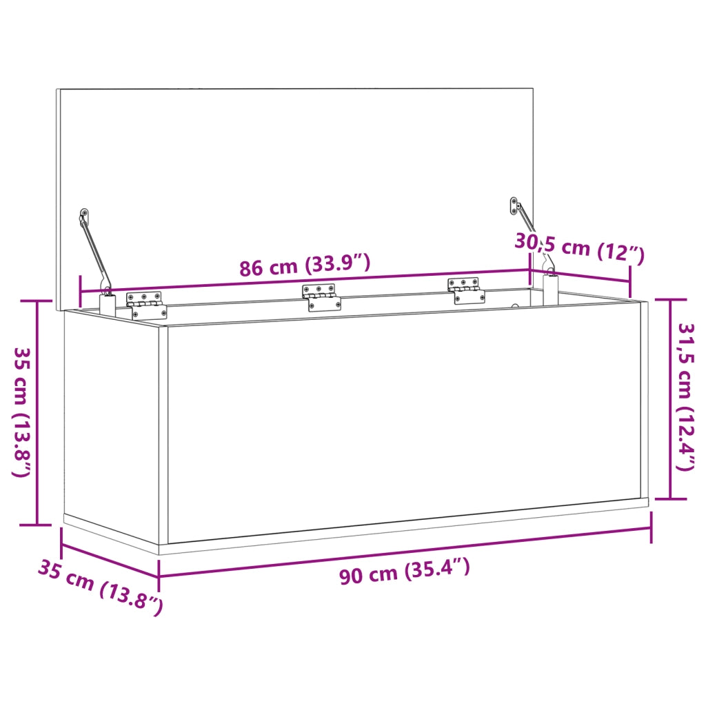 Scatola portaoggetti  in rovere artigianale 90x35x35 cm in legno