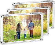 Set di Fotolijste in Acrilico da 3, 13 x 18 cm, Magnetico a Doppio Faccio, Design Moderno e Transparente