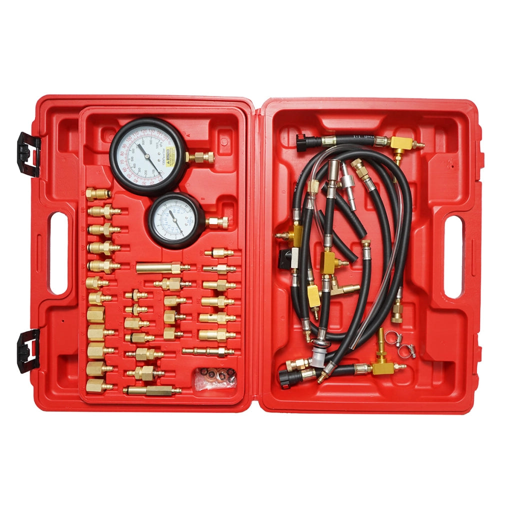 Kit di prova della pressione del sistema di iniezione del carburante con 2 manometri, adattatori universali Breckner Germany