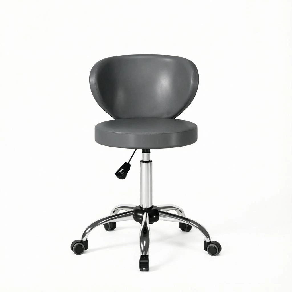 Sgabello da salone girevole 360° con schienale ergonomico e altezza regolabile in pu grigio