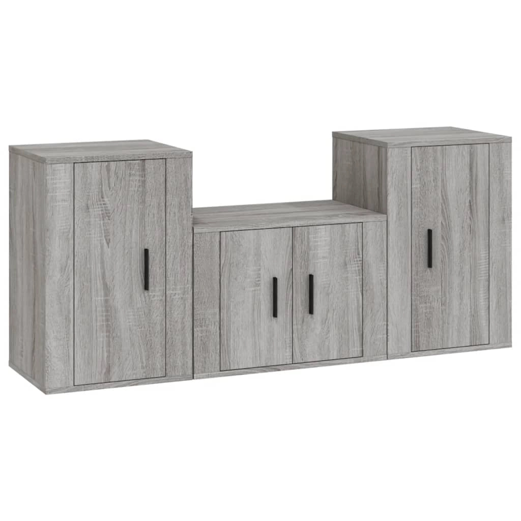 Set di mobili in legno ingegnerizzato Sonoma da 3 pezzi (mobile credenza mobile TV soggiorno camera da letto salotto) - 02_0024637