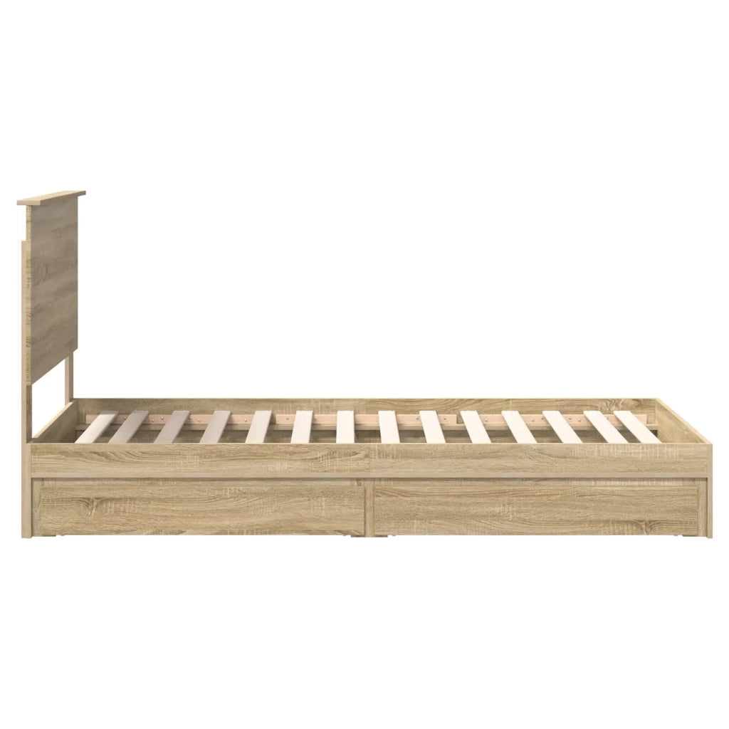 Letto con Contenitore con testiera Rovere Sonoma 90 x 200 cm