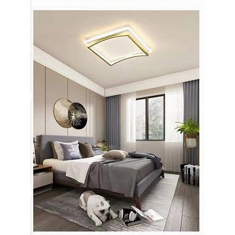 Trade Shop - Plafoniera Led 48w Quadrato Bianco Oro Design Moderno Soffitto Luce Fredda 71523 -