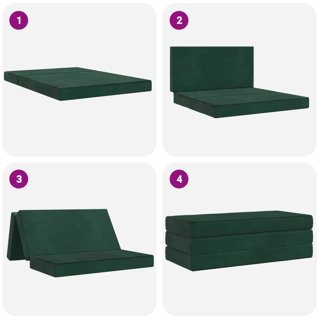 Divano Letto Pieghevole 160 x 67 x 45 cm Verde Scuro