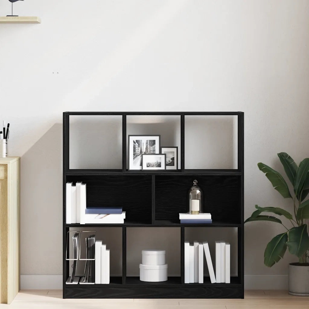 Libreria-Scaffale per Libri-Mobile di Stoccaggio Rovere Nero 97,5x29,5x100 cm in Legno Multistrato