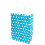 Trade Shop - 6 Buste Da Regalo Shoppers In Carta Con Manici Celeste Pois 21x14.5x8 Sacchetti -