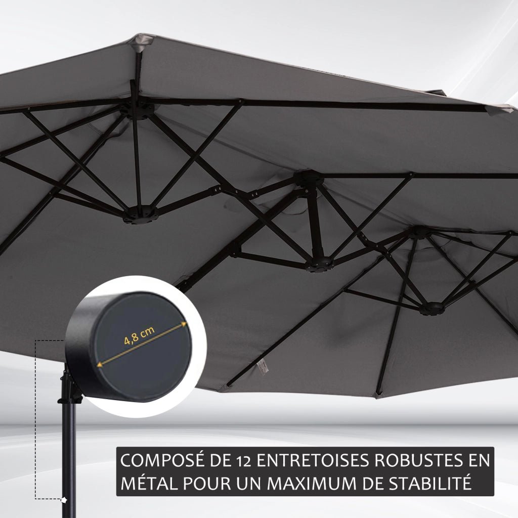 Parasole XXL inclinabile ¨C zephmum ¨C 4.45x2.7x2.6 m grigio
