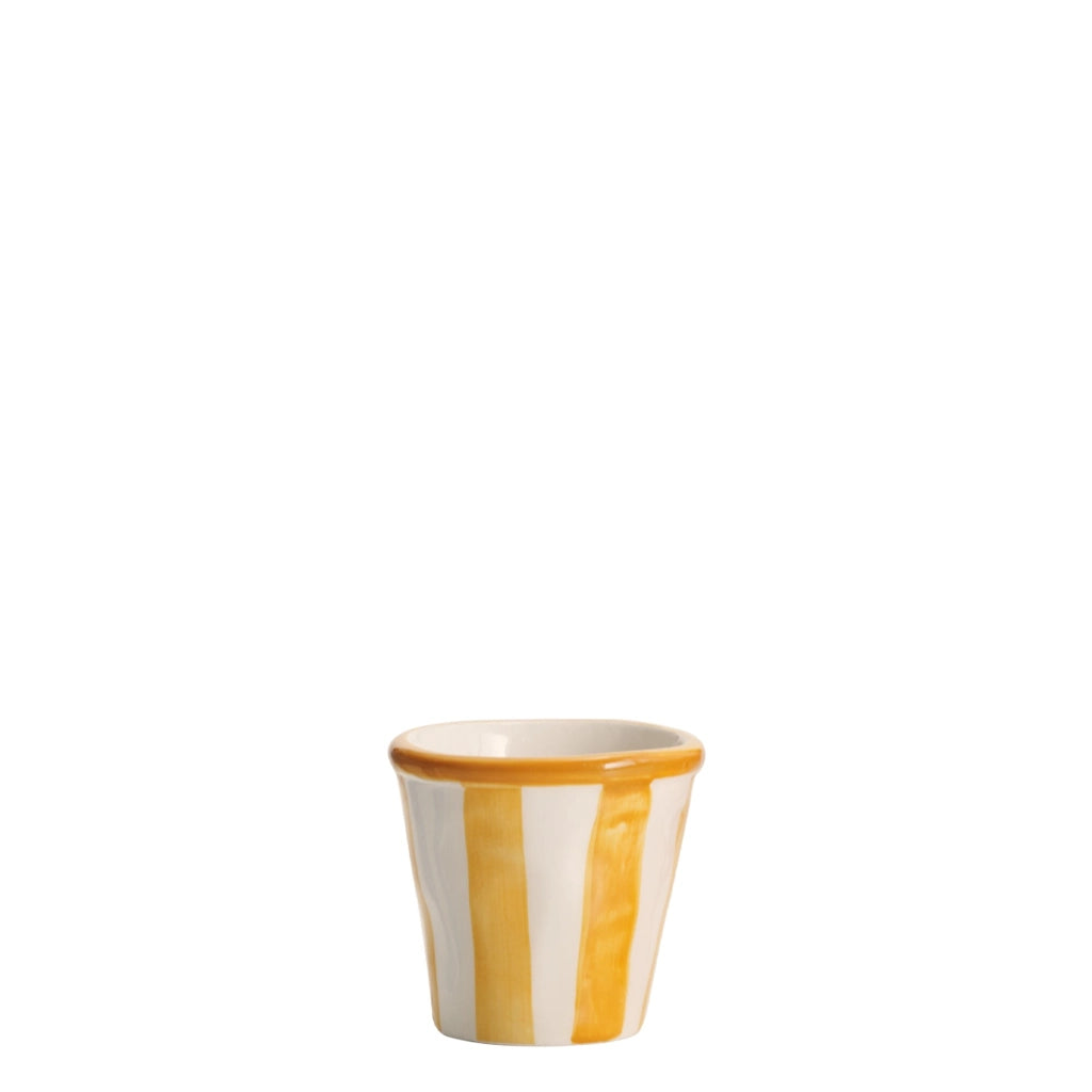 Zafferano Set 6 Bicchierini Collezione Lido Righe in ceramica artigianale lavorata a mano a Civita Castellana colore Giallo stile vivace e festoso
