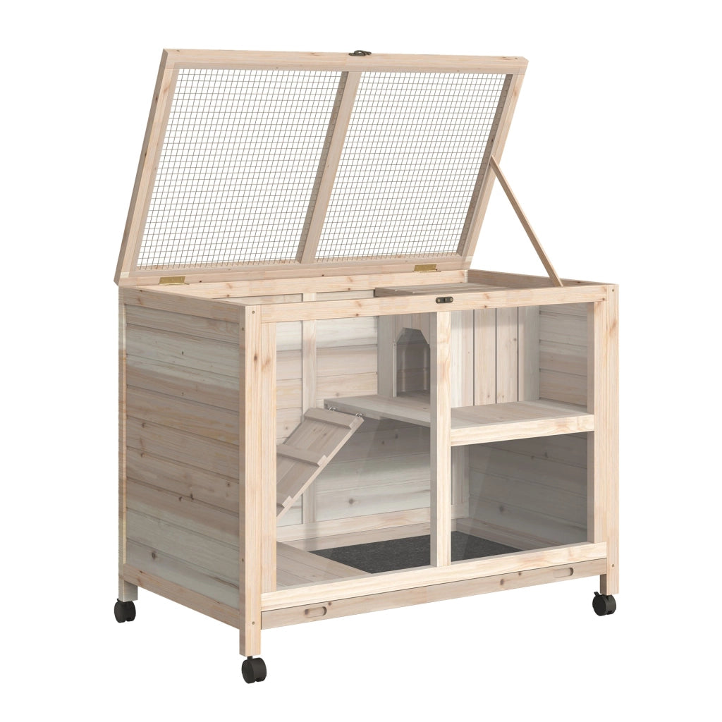Conigliera Gabbia per Conigli 91,5x53,3x73 cm 2 Piani in Legno