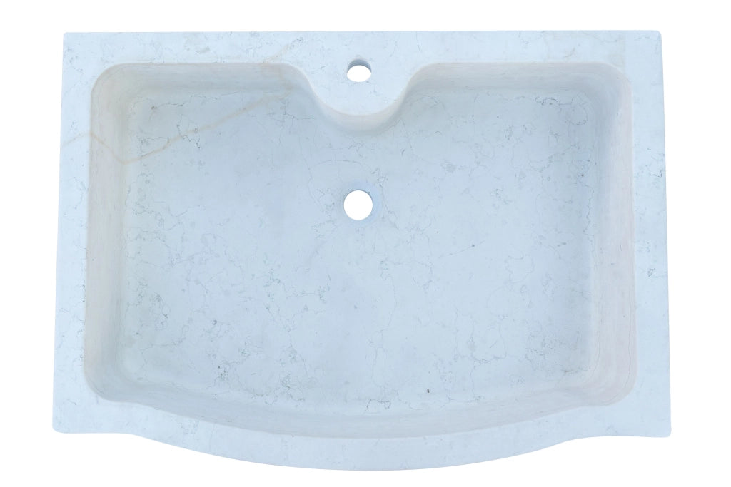 Biscottini Acquaio in marmo bianco L90xPR65xH19.5 cm Vasca realizzata completamente
