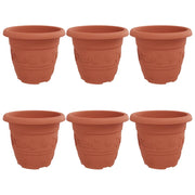 Fioriere | Cassetta per fiori | Vaso Rotondo per Fiori 6 pz Rosso Mattone ? 30 x 25 cm
