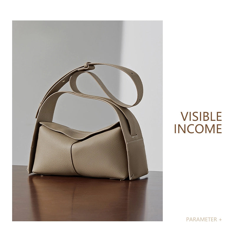 Borsa da donna in vera pelle grigia