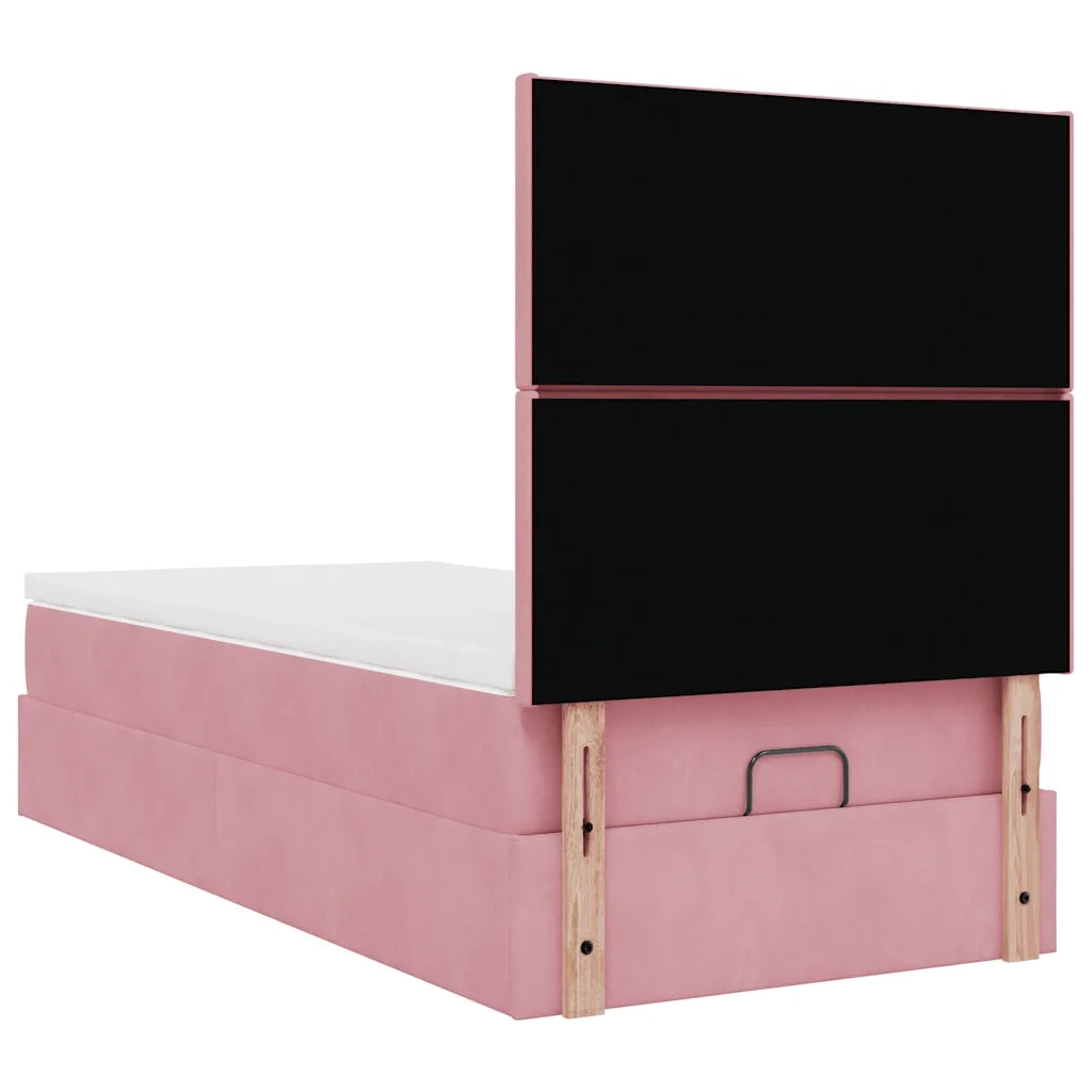 Struttura Letto Pouf con Materassi Rosa 90x190 cm in Velluto 3313372